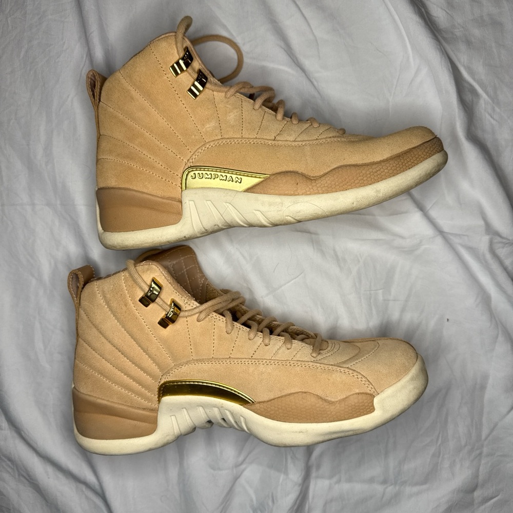 Jordan Tan and Gold High-Top Sneakers